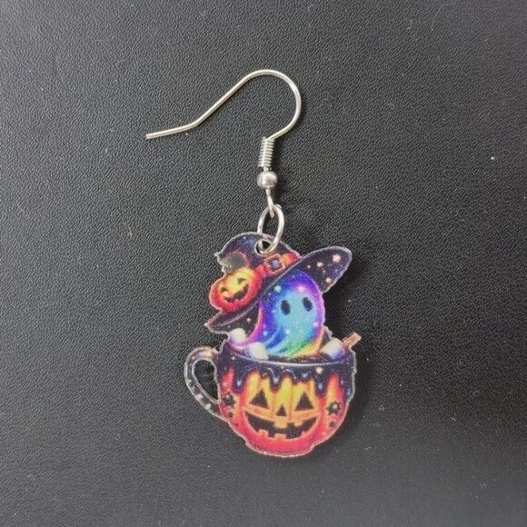 ๐ Halloween Ghost in Pumpkin Cup Earrings (NWOT) - Picture 3 of 6